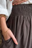 Frame Cotton Shirring Waist Wide Leg Pant Chocolate